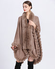 Rex Rabbit Fur Collar Shawl – Imitation Cashmere Cardigan