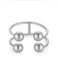 18K Gold & Platinum U-Shaped Adjustable Ring – Modern Minimalist Stackable Jewelry for Women
