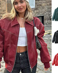 🖤 Ärmellose Chenille-Lederjacke – Edgy Elegance