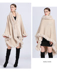 Rex Rabbit Fur Collar Shawl – Imitation Cashmere Cardigan