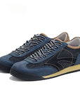 Men's Retro Breathable Sneakers - Navy Blue Casual Lace-Ups (Sizes 38-44)