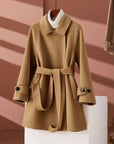 Women’s Reversible Cashmere Coat – Elegant Loose-Fit Wool Blend Outerwear