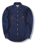 Chemise en jean à fleurs - Coton délavé vintage