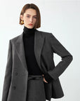 Women’s Gray Double-Breasted Suit Jacket
