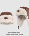 Women’s Warm Vintage Leather Pilot Hat – Retro Dome Style