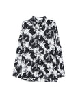 Chemise ample à revers tie-dye pour homme – Délavage à l'encre noire (P/M/G)
