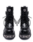 Bottes de travail rétro punk – Talon épais de 5 cm et fermeture éclair latérale