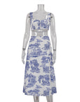 🎨 Women's Artistic Two-Piece Set - Sleeveless Tank & Wrap Skirt