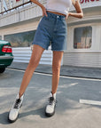Women Loose High-Waist Denim Shorts – Casual Cotton Blend Summer Relaxed Fit Jean Shorts