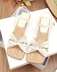 🔥 Women's Square Toe Open-Toe High Heel Slippers – Chic Buckle Sandals (Silver/Brown/White) – Comfortable Raw Rubber Sole