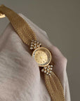Woven Strap Retro Court Style Retro Gold, Round Small Watch For Women