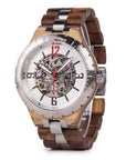 Luxury Wooden Automatic Watch for Men – Natural Grain & Stainless Steel | Skeleton Dial | 43mm