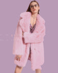 Women’s Mid-Length Faux Fur Coat – Thickened Plush Winter Outerwear