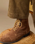 Men’s Handmade Retro Suede Leather Elevator Boots – Genuine Cowhide Height-Increasing Design