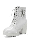 Bottes de combat à talons épais pour femmes - Talon épais de 6 à 8 cm