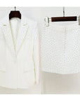 WOMEN Rhinestone Slim Fit One Button Suit Coat & Skirt Set