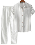 Men’s Printed Casual Suit – Loose Short Sleeve Shirt & Trousers Set