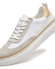 Men's Thick-Soled Cowhide Sneakers - Stitched Low-Top Board Shoes