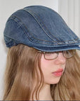 Women’s Retro Denim Dome Cap – Street-Casual Fashion for All Seasons