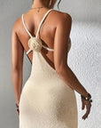 Women’s Sexy Cutout Slim-Fit Slit Beach Dress – Spaghetti Strap Knit Style