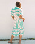 Robe longue à rayures et carreaux pour femme – Robe longue ample et ajustée, taille haute, manches bouffantes (polyester, S-XL)