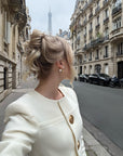 Women's White Suit Set – Elegant Jacket & Short (Polyester) – Daily Office & Casual Wear