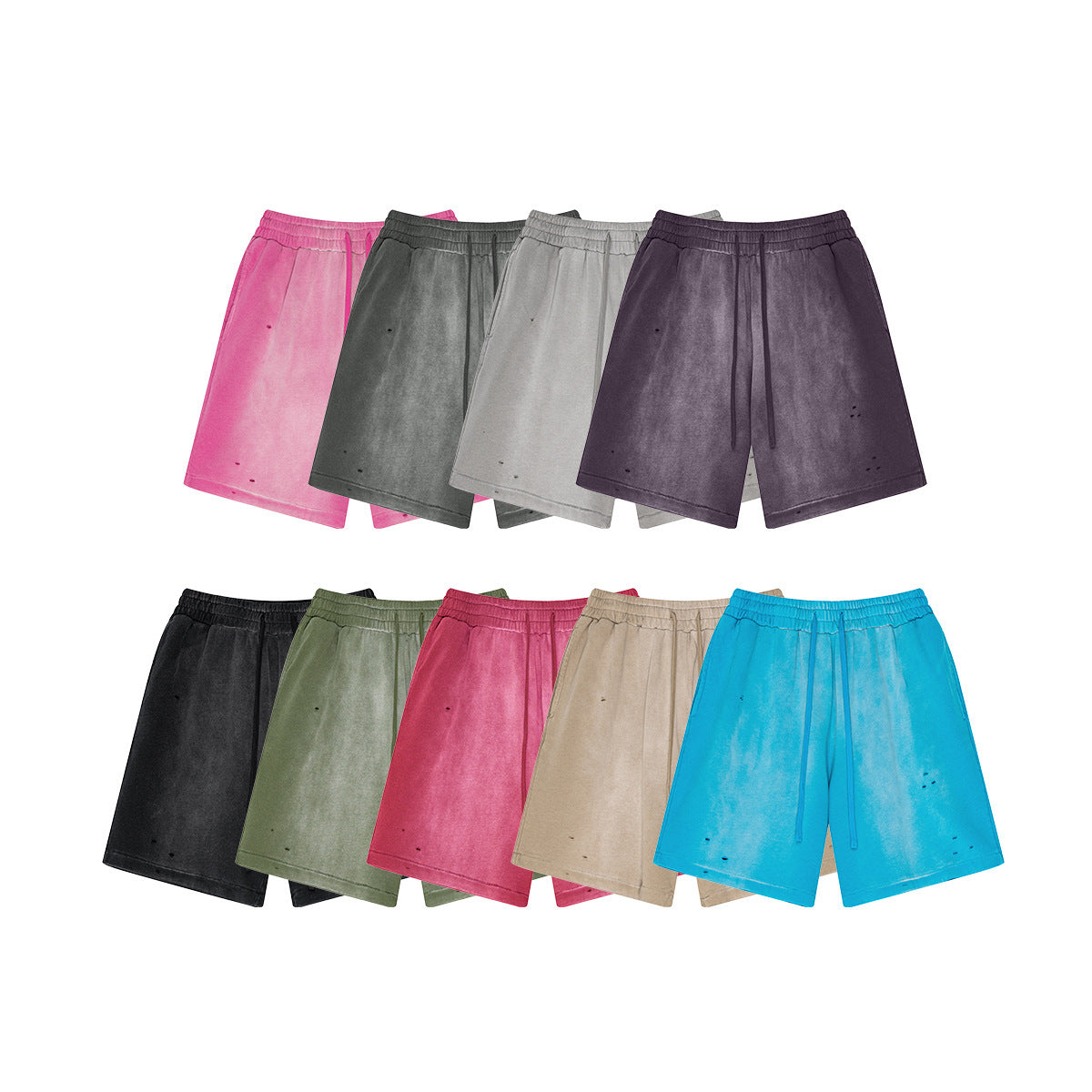 Men’s Street Sports Loose Ripped Shorts – Retro Cotton Straight Casual Style