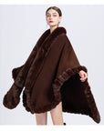 Rex Rabbit Fur Collar Shawl – Imitation Cashmere Cardigan
