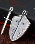 Men’s Antique Silver Sword Pendant – Vintage National Style Jewelry