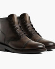Men Retro Martin Boots – Classic American Lace-Up PU Leather Ankle Boots with Rubber Sole