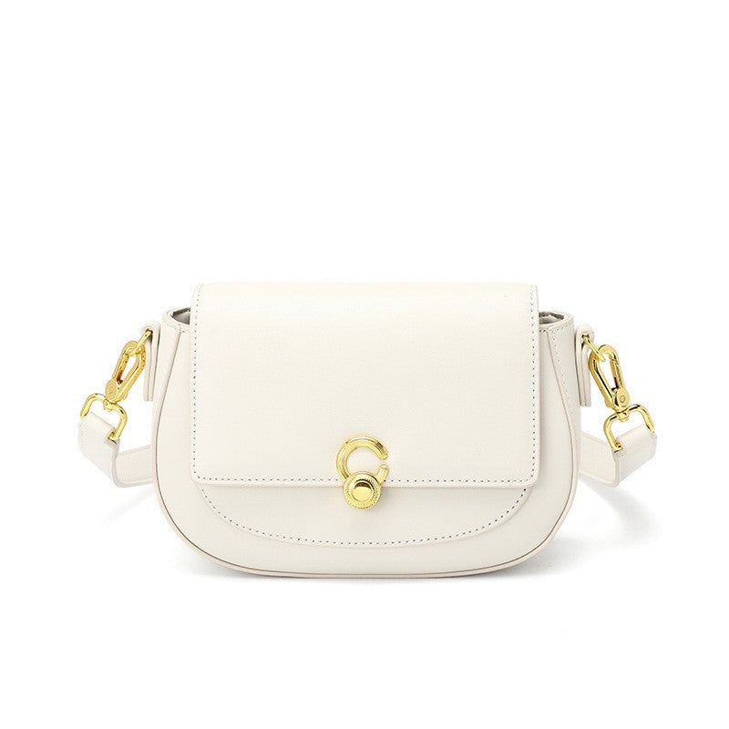Women’s Two-Layer Cowhide Shoulder Bag – Shell-Shaped Genuine Leather Handbag