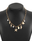 Women’s Ocean Pearl Tassel Necklace – Starfish & Shell Beach-Inspired Statement Piece