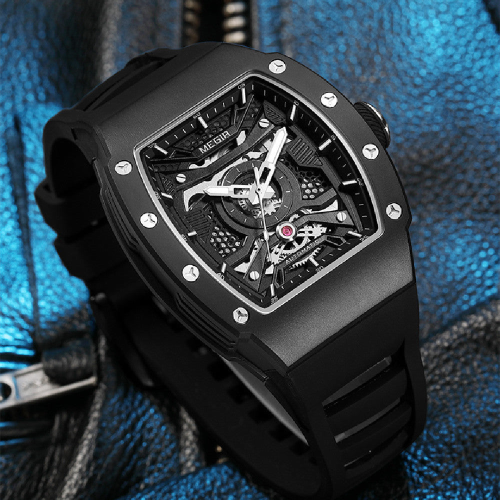 Men’s Business Mechanical Watch – 316 Stainless Steel Case with Silicone Strap