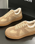 Women’s Fleece-Lined Casual Shoes – Warm Mid-Heel (Camel/Beige, 3-5cm)