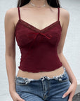 Women's Red Backless Sling Vest - Lace-Up Slim Fit Cropped Top (S/M/L) - 95% Polyester 5% Spandex Stretch Summer Wear