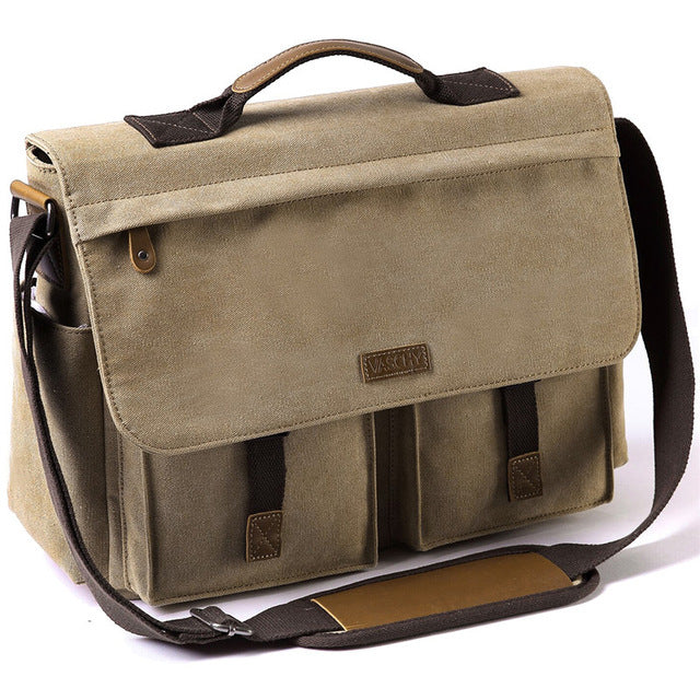 👜 Vintage Men's Shoulder Bag – Frosted PU Leather | Distressed Gray-Camel | Crossbody Styling