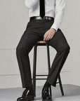 Pantalon de costume habillé pour homme – Pantalon de ville coupe droite, confortable, infroissable et au style classique pour le bureau