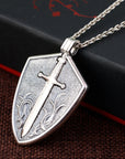 Men’s Antique Silver Sword Pendant – Vintage National Style Jewelry