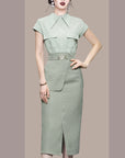 🍃 Emerald Envy: Women's Tailored Plaid Pencil Skirt Suit