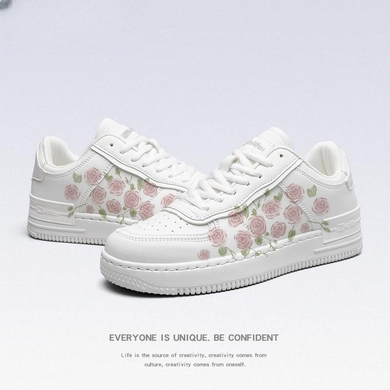 Baskets blanches en toile pour fille – Chaussures mi-hautes Sweet French Rose (lacets roses/blancs, pointure 35-40) – Chaussures décontractées à enfiler pour l'automne