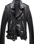 Men’s Genuine Sheepskin Leather Lapel Jacket – Classic Black with Relaxed Style