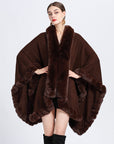 Rex Rabbit Fur Collar Shawl – Imitation Cashmere Cardigan