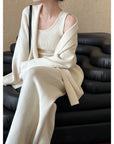Women's 3-Piece Retro Knit Set – Artistic Cardigan Vest & Trousers – Vintage-Inspired Ensemble