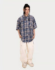 Women’s American Tie-Dye Plaid Short Sleeve Shirt – Casual Chic with Unique Edge
