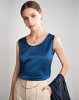 Gilet femme en soie de mûrier 6A – Gilet sans manches en satin (8 coloris, S-XXL)