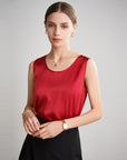 Gilet femme en soie de mûrier 6A – Gilet sans manches en satin (8 coloris, S-XXL)