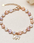 Women’s High-Grade 14K Gold-Plated Pearl Bracelet – Auspicious Elephant Design