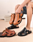 Men's Fashion Half Slippers - LazyBones' Casual Shoes (Black/Reddish Brown/Yellowish Brown)