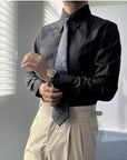 Men’s Striped Business Shirt – Slim Fit Long Sleeve Classic Collar Design