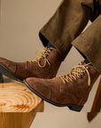 Men’s Handmade Retro Suede Leather Elevator Boots – Genuine Cowhide Height-Increasing Design